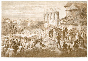 antique illustration of African cortege