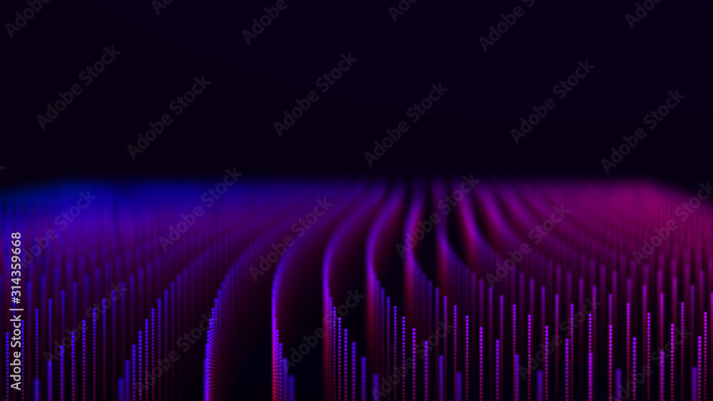 Poster Abstract digital background with particles. Big data. Template for presentation design. 3d rendering.