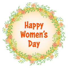 Fototapeta premium Beautiful illustration with international women's day. International women's day in vintage style. 8 march. Floral wedding card. Romantic postcard. Vector design template. Greeting card.