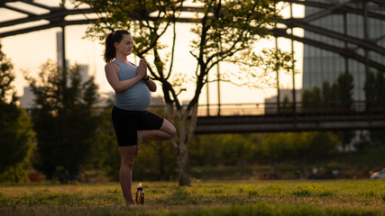 Pregnancy prenatal yoga practice workout concept