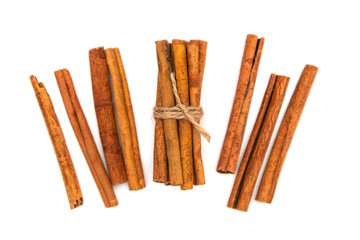 ingredients for making mulled wine cinnamon on a white background