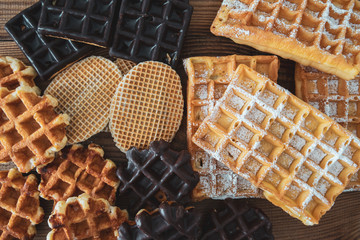différents types de gaufres mélangées