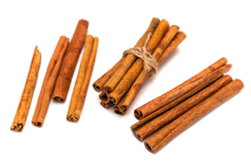 ingredients for making mulled wine cinnamon on a white background