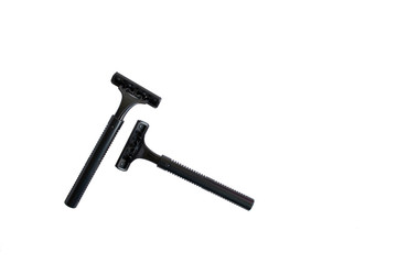 Two disposable black razors isolated