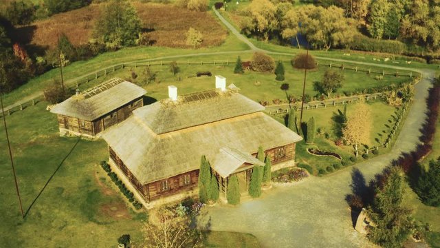 Kosava, Belarus. Memorial Museum-estate Of Tadeusz Kosciuszko. Aerial Bird's-eye View Of Famous Popular Historic Landmark House Of Andrew Thaddeus Bonaventure Kosciuszko
