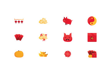 Isolated chinese icon set vector design