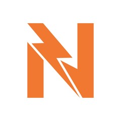 Letter N thunder power shape logo icon. Electrical Icon logo concept.	
