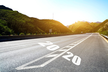 Asphalt highways under the blue sky