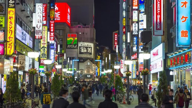 Japan, Tokyo, Shinjuku, time lapse of the busy Kabukicho entertainment district