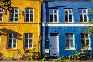 Fototapeta na wymiar Colorful facades of old houses