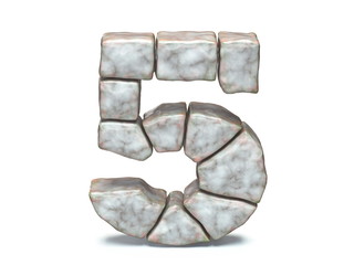 Rock masonry font Number 5 FIVE 3D