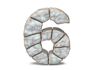 Rock masonry font Number 6 SIX 3D