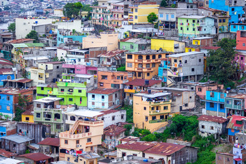 Fototapeta na wymiar Colorful houses in a slum in Guayaquil, Ecuador
