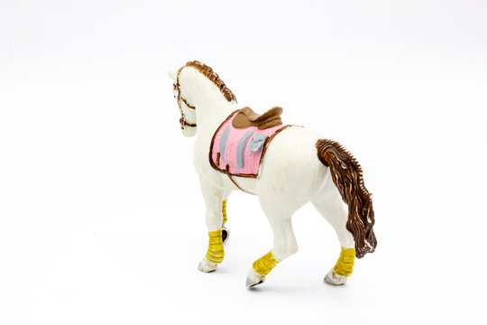 White Horse Toy Isolated on a White Background. Perfect for Baby Girl Toy Concept.