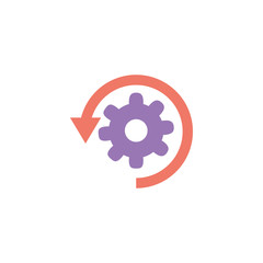 Isolated metal gear and arrow vector design