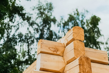 Part of the structure of a wooden house, details of a truss wood