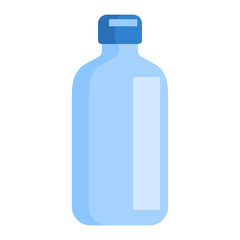 Flat icon with blue bottle medical isolated on white background. Baby bottle symbol. Vector illustration