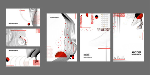 Poster design Japanese style templates set invitations to lines abstract background for book cover texture brochure