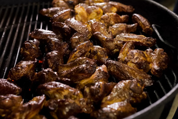 pieces of grilled chicken, flavored poultry meat