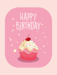 Happy birthday cupcake vector design