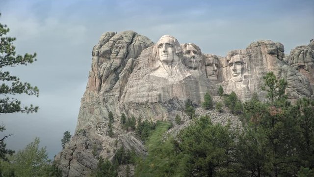 Timelapse of Mt. Rushmore National Monument in  Black Hills in Keystone, South Dakota, USA