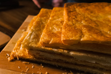 Puff pastry layers of future puff pastry pie