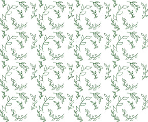 Seamless pattern with grass, flower. Floral illustration, isolated white background