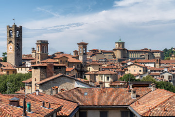 View of Old Town Citta Alta of Bergamo, Italy