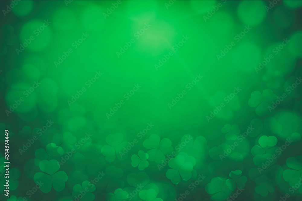 Aufkleber green bokeh lights defocused for design patrick's day background