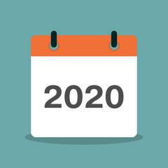 Calendar vector flat, calendar with year 2020 flat design vector illustration