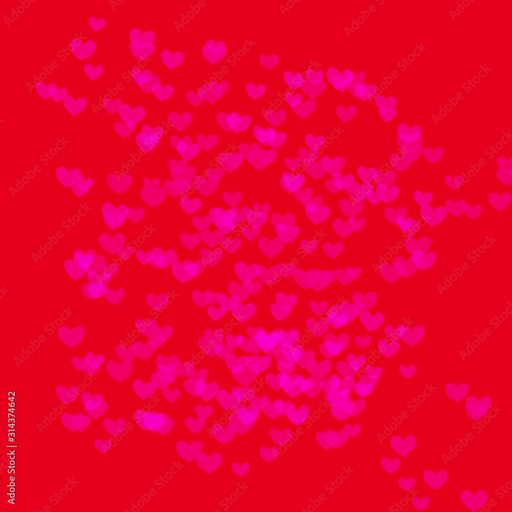 Wall mural red blurry heart shape on red background , valentine, wedding , love concept