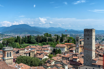 View of Old Town Citta Alta of Bergamo, Italy