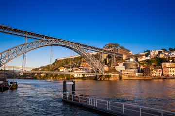 Dom Luis I Bridge a metal arch bridge over the Douro River between the cities of Porto and Vila Nova de Gaia in Portugal inaugurated in 1886
