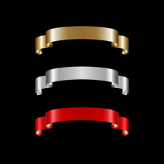 Ribbon Set In Isolated For Celebration, luxury golden ribbon set