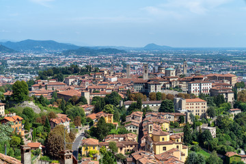 View of Old Town Citta Alta of Bergamo, Italy