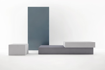 Minimal abstract background 3d rendering, group of geometric shapes, abstract composition, 3d...