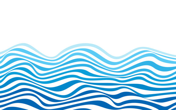 Blue ocean wave lines abstract vector background