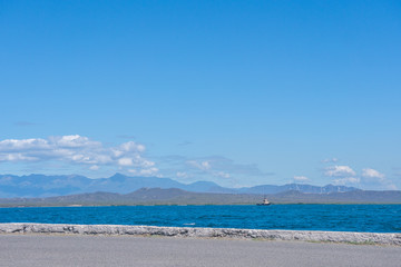 bay with mountains