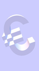 Euro symbol, EU. The official currency of European Union, Eurozone or euro area, EUR. Coin sign graphic isolated of legal tender. 3d illustration. Graphic with modern symbol. Mauve text and background