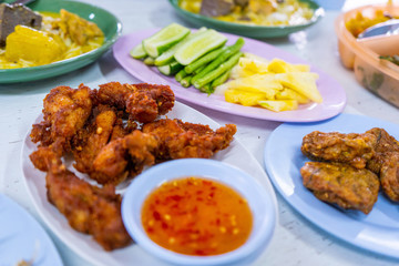 deef fried chicken and Kanomjeen