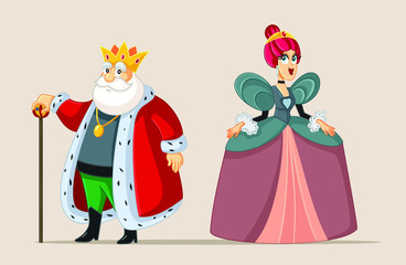 King and Queen Vector Cartoon Royal Couple