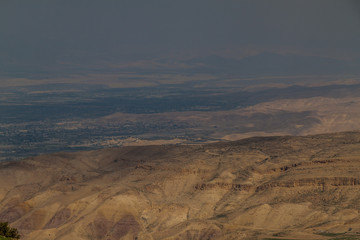 Fototapeta na wymiar Landscape of the Holy Land as viewed from the Mount Nebo, Jordan