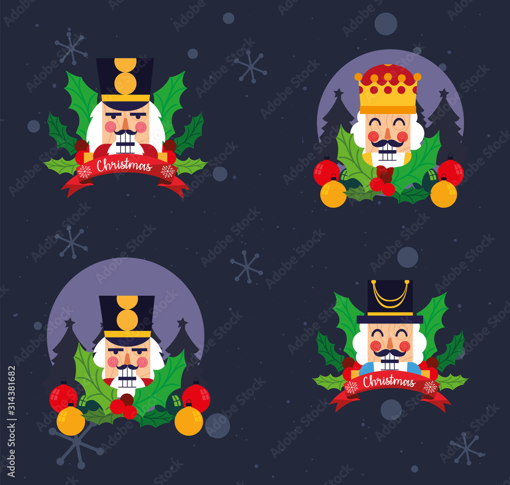 Poster merry christmas nutcrackers vector design