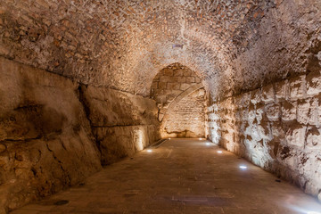 AJLOUN, JORDAN - MARCH 22, 2017: Interior of Rabad castle in Ajloun, Jordan.