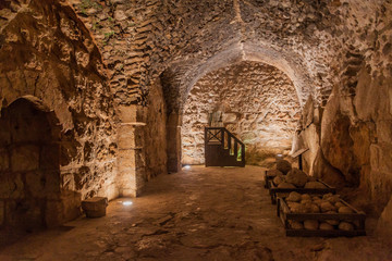 AJLOUN, JORDAN - MARCH 22, 2017: Interior of Rabad castle in Ajloun, Jordan.