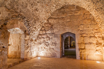 Fototapeta na wymiar Interior of Rabad castle in Ajloun, Jordan.