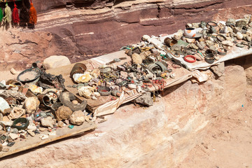 Souvenir stall in the ancient city Petra, Jordan