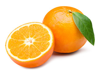 Orange fruit isolated on white with clipping path.