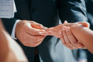 Fototapeta premium Ring placement on the finger