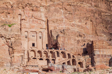 PETRA, JORDAN - MARCH 23, 2017: Urn Tomb in the ancient city Petra, Jordan